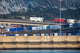 Lorries queueing Dover