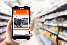 Phone using SAIGroup technology being used in supermarket aisle