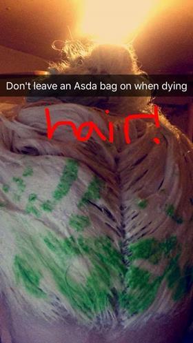 Asda shopper Rebecca Richardson accidentally dyed the Asda logo into her hair - prompting a helpful response from the grocer.
