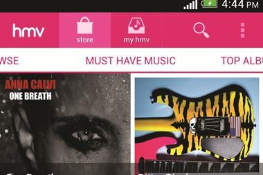 The HMV app features image search and sound search