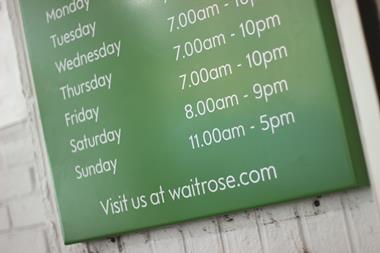 Sunday opening hours in Waitrose