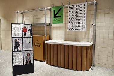 Garment collection and recycling counter at H&M's Regent Street store
