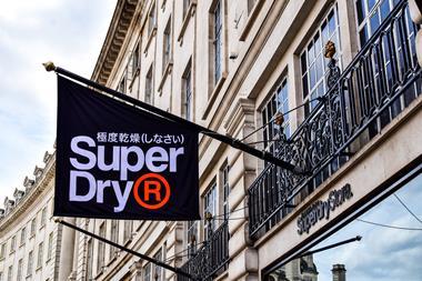 Super Dry flag outside store on Regent Street