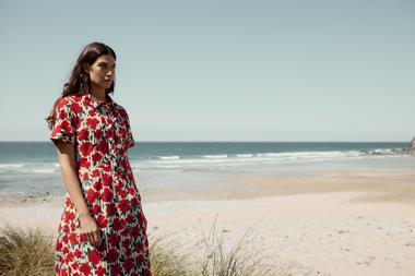 Birch Glade Dress - Floral Striped Moss - 425