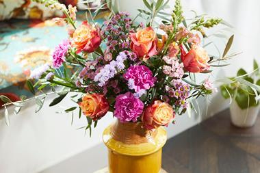 Bloom & Wild bouquet of flowers in yellow vase