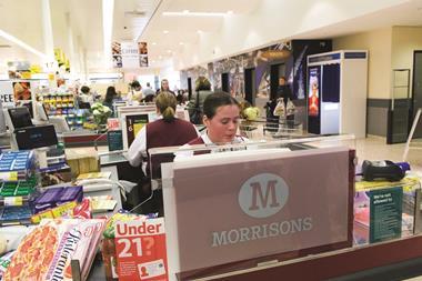 Morrisons posted a 7.1 per cent fall in like-for like sales in the first quarter, blaming a “continued” competitive market for supermarkets