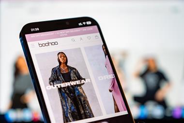 Boohoo webpage of a smartphone