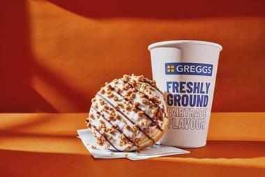 Greegs pumpkin spiced doughnut and coffee cup