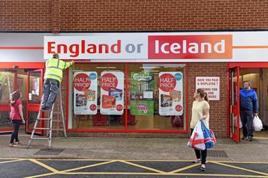 Iceland changed the fascia of its Leicester store to show its split allegiances