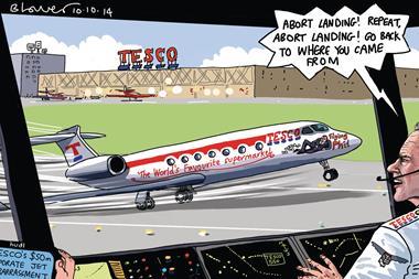 Retail Week’s cartoonist Patrick Blower’s take on Tesco’s recent acquisition of a £31m corporate jet, which is already set to be sold off.