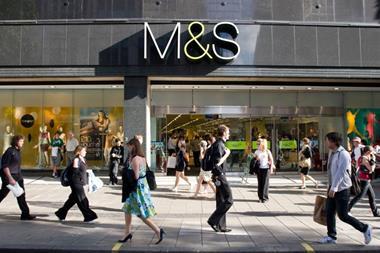 Marks & Spencer has reported a 6.1% jump in underlying profits during its first half, but sales slipped again in its troubled non-food division.