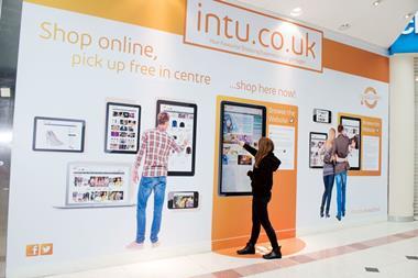 At Intu Lakeside and Intu Watford, landlord Intu is piloting digital hoardings as an interactive home page for its new transactional website, allowing shoppers to buy from the screen and then collect from the centres
