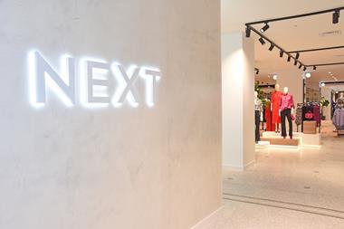 Interior of Next store in Watford