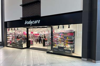 Bodycare store exterior in shopping centre