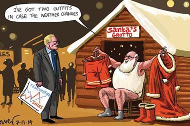 Retail Week’s cartoonist Patrick Blower’s take on unseasonable weather turning up the heat for retailers over the Christmas period.