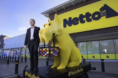 Netto chief executive Per Bank outside the Leeds store at launch