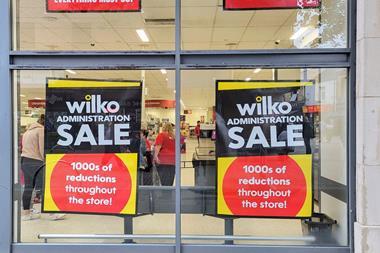 Wilko store with administration Sales signs on windows