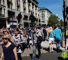 In July, footfall on high streets fell 1.7 per cent
