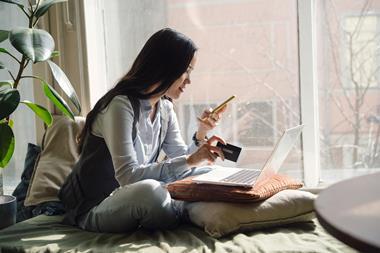 Woman online shopping
