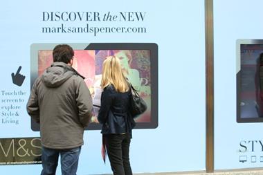 Marks & Spencer is trialling touchscreens on its store front in Marble Arch