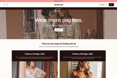 Screengrab of Hirestreet website showing models and text reads: 'Wear more, pay less'