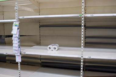 Coronavirus toilet paper empty shelves