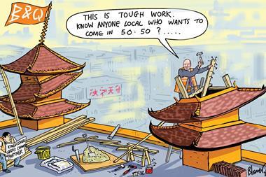 Retail Week's cartoonist Patrick Blower's take on Kingfisher's efforts to find a business partner in China