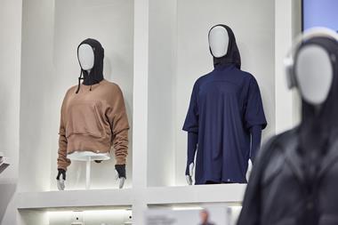 Mannequins displaying Gymshark hair coverings