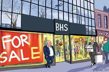 Retail Week's cartoonist Patrick Blower's take on Arcadia boss Philip Green looking for prospective buyers of fashion retailer BHS.