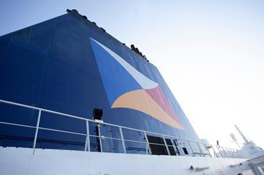 P&O ferry logo on the side of a ship