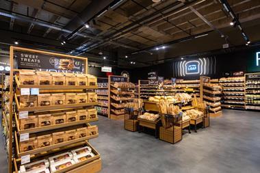 Marks & Spencer food hall showing bakery products on shelves