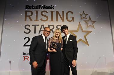 The Ryman Retail Week Rising Star of the Year was awarded to Sam Allison of Boots, pictured with Theo Paphitis and awards host and comedian, Matt Richardson.