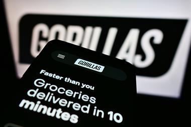 Gorillas grocery delivery on smartphone
