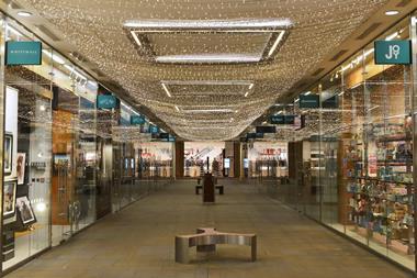 Empty Christmas shopping centre