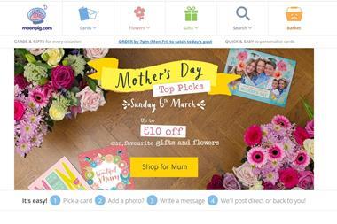 Moonpig website Mother's Day offers