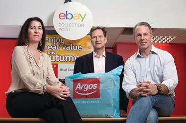 Devin Wenig (right) with eBay UK vice president Tanya Lawler and Home Retail boss John Walden