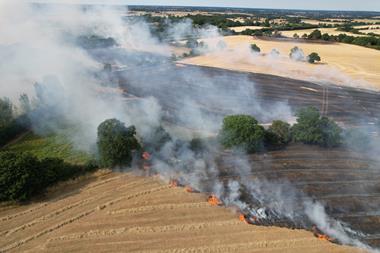 Wild fires on farm land in Essex