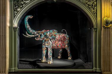 Elephant sculpture in Fortnum window