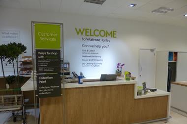 Waitrose’s concierge desk at the front of the store outlines the grocer’s services