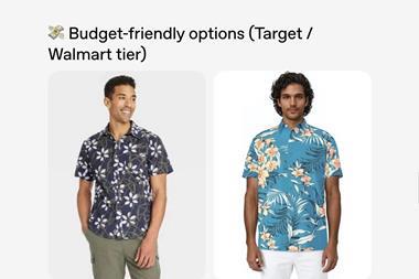 Screenshot of shopping for a shirt using ChatGPT