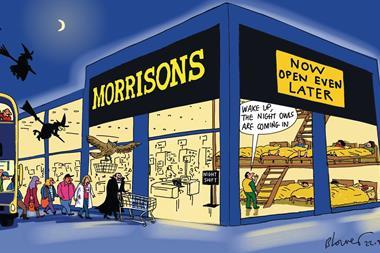 Retail Week’s cartoonist Patrick Blower’s take on Morrisons latest bid to attract more shoppers with dawn-to-dusk opening hours.