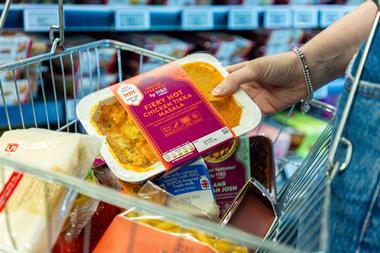 M&S paper fibre alternative ready meal tray containing chicken masala