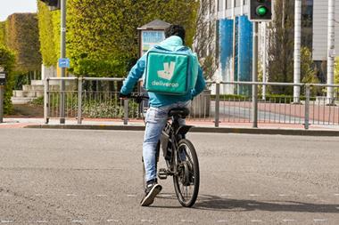 Deliveroo rider in Cardiff