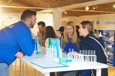 Employees and customers at CeraVe pop-up, Covent Garden