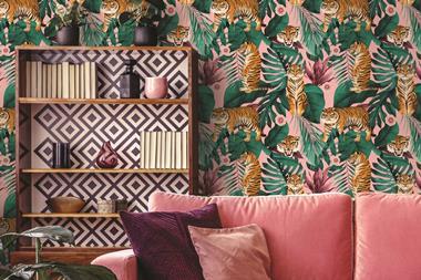Styled living room photo featuring Lust Home tiger wallpaper