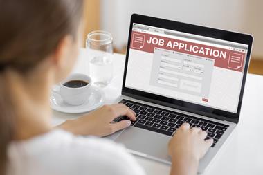 Woman filling out a job application