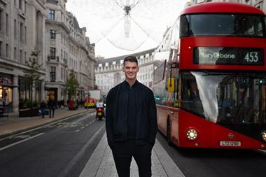 Gymshark founder Ben Francis standing on Regent Street in London