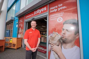 Jollyes CEO Joe Wykes outside Ashton store