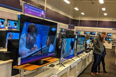 Screens in a Currys store