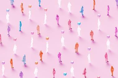 Workers with AI signs